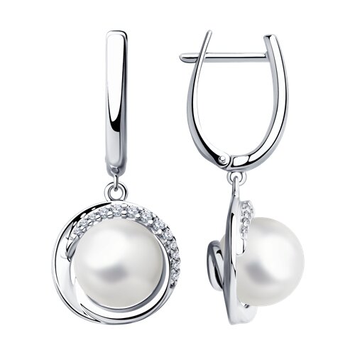 Серьги SOKOLOV - Серебро 925, Жемчуг синтетический, Фианит (арт. 94023490)