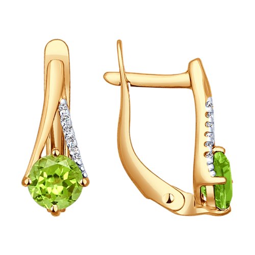 Серьги SOKOLOV - Золото 375, Фианит, Хризолит (арт. 37724217)