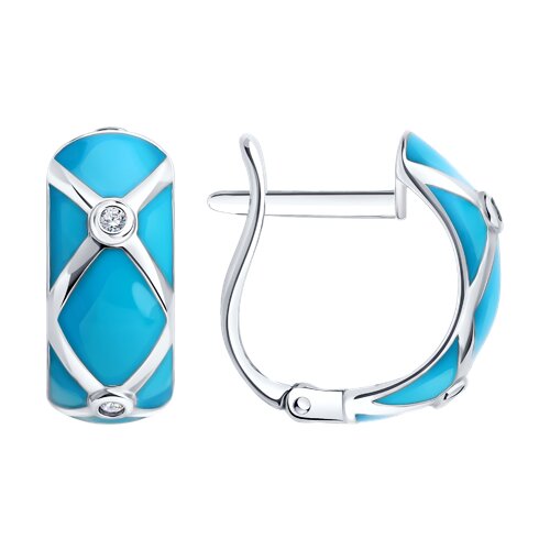 Серьги Diamant - Серебро 925, Фианит, Эмаль (арт. 94-120-00235-1)