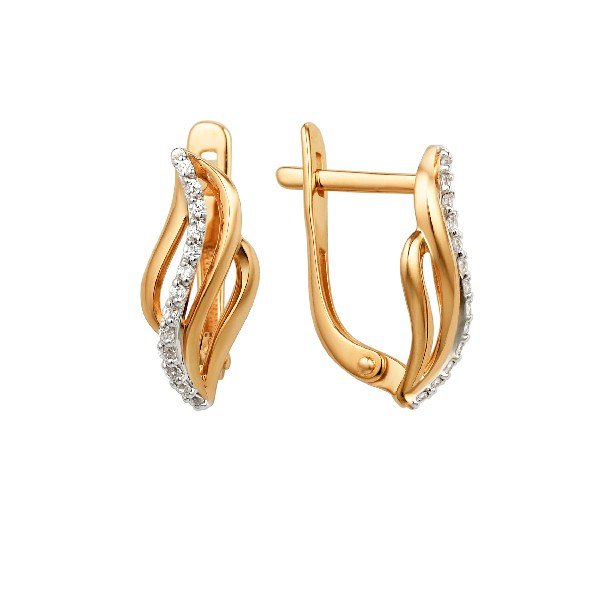 Серьги ЮФ Династия - Золото 585, Фианит (арт. 001922-1102)