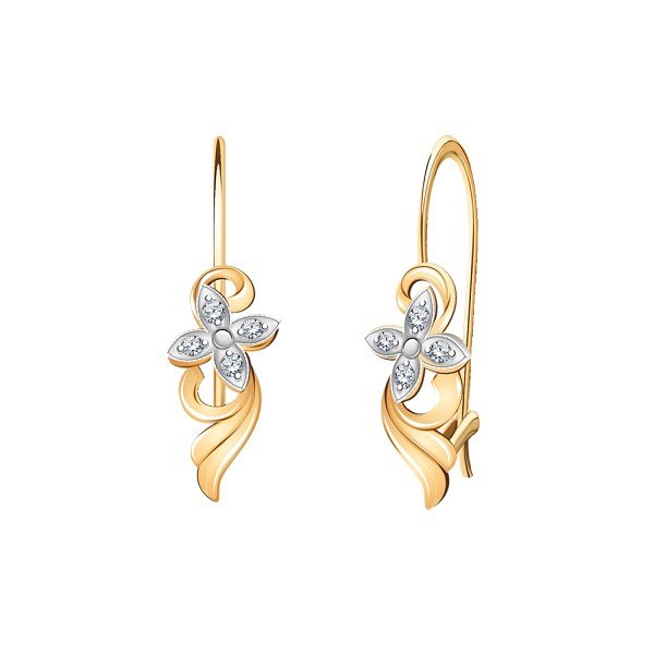 Серьги Атолл - Золото 585, Фианит (арт. 2678)