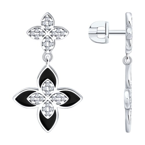 Серьги SOKOLOV - Серебро 925, Фианит, Эмаль (арт. 94027262)