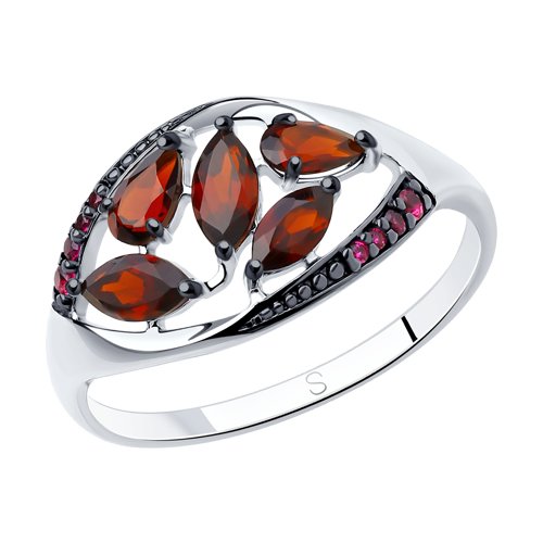 Кольцо SOKOLOV - Серебро 925, Гранат, Фианит (арт. 92011348)