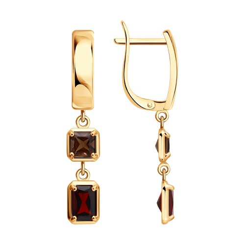 Серьги Diamant - Серебро 925, Гранат, Раухтопаз (арт. 93-321-01769-1)