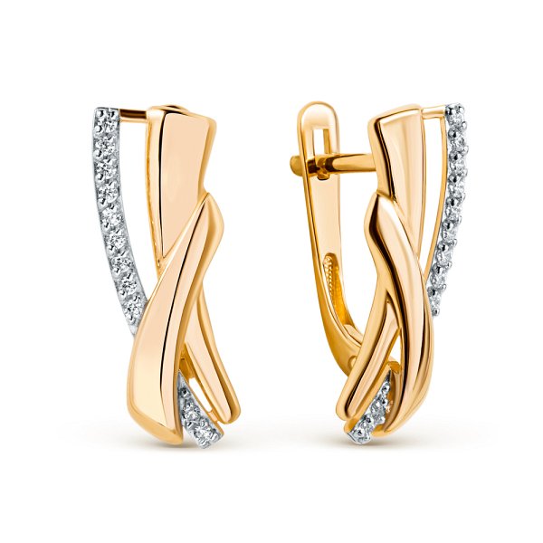 Серьги ЮФ Династия - Золото 585, Фианит (арт. 020332-1102)