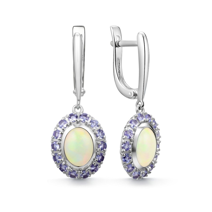 Серьги Дар - Серебро 925, Опал, Танзанит (арт. С-5290рк1170464)