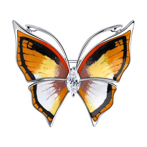 Брошь SOKOLOV - Серебро 925, Фианит, Эмаль (арт. 94040194)