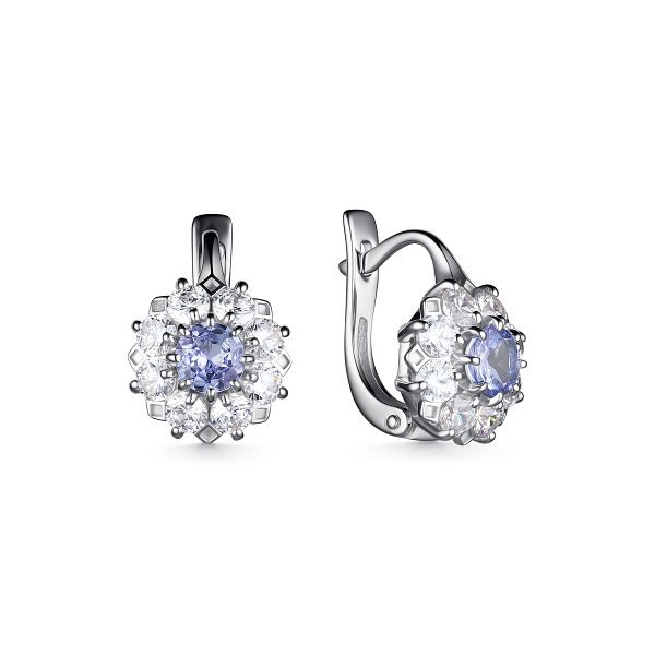 Серьги Дар - Серебро 925, Танзанит, Фианит (арт. С-3912рс46400)