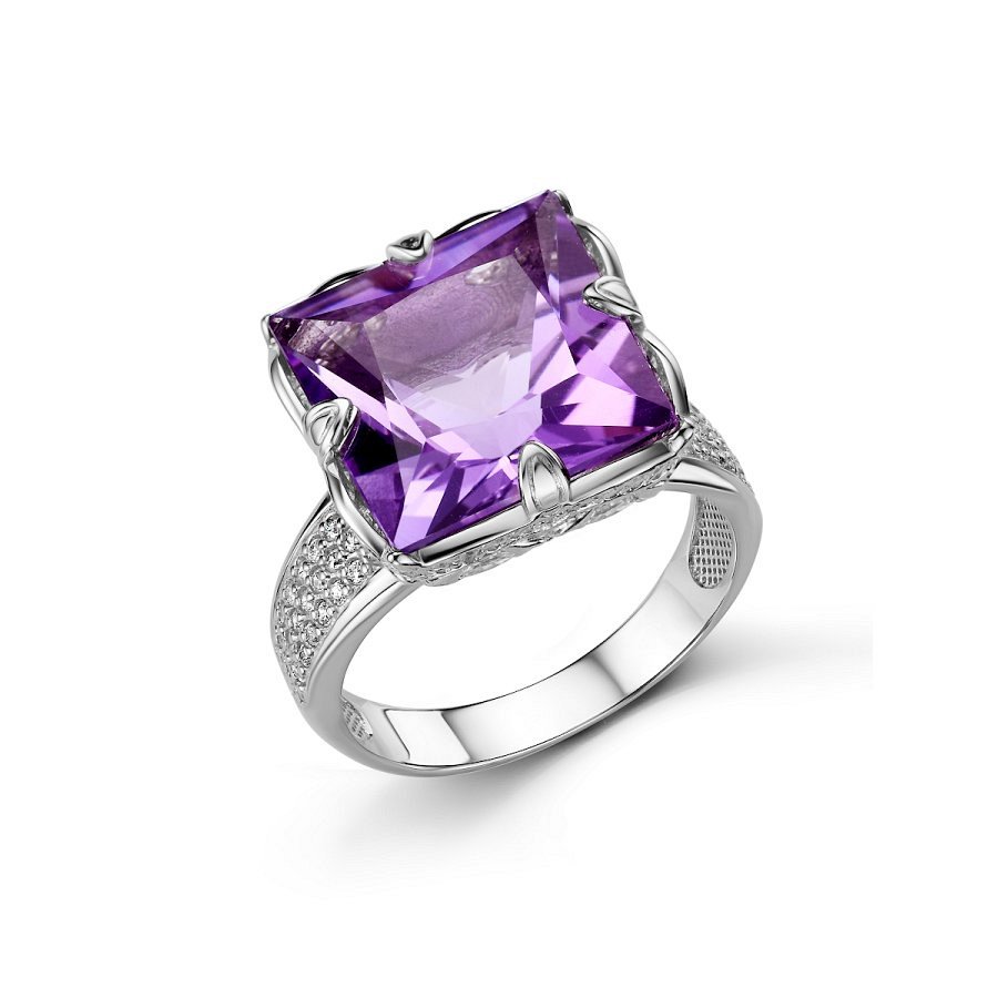 Кольцо Дар - Серебро 925, Аметист, Фианит (арт. К-5256рс40100)