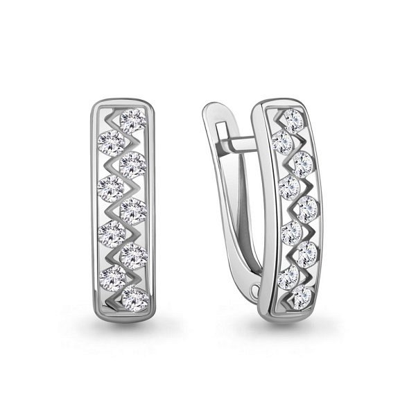 Серьги Аквамарин - Серебро 925, Фианит (арт. 400907А.5)