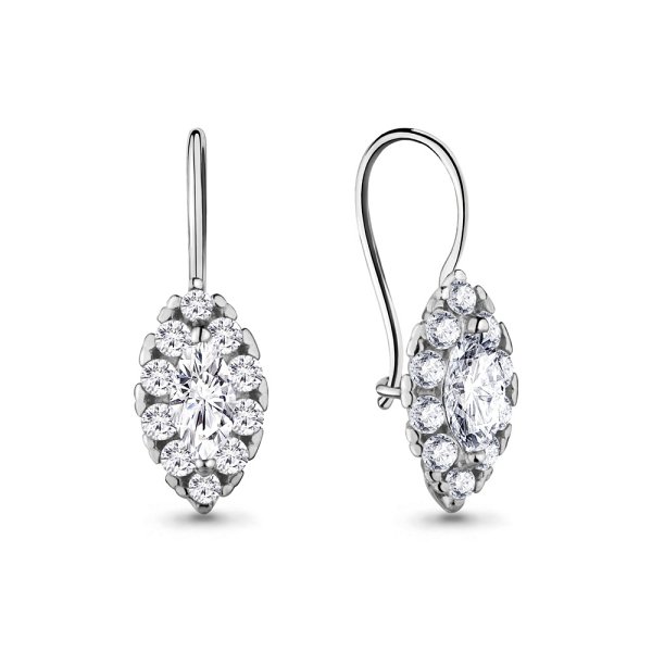 Серьги Аквамарин - Серебро 925, Фианит (арт. 40969А.5)