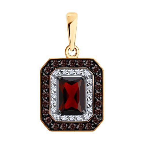 Подвеска SOKOLOV - Золото 585, Гранат, Фианит (арт. 733013)