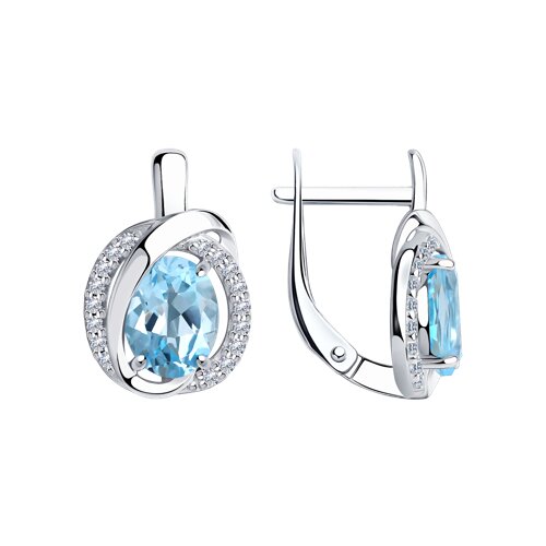 Серьги SOKOLOV - Серебро 925, Топаз, Фианит (арт. 92022266)