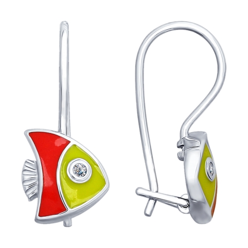 Серьги SOKOLOV - Серебро 925, Фианит, Эмаль (арт. 94022645)