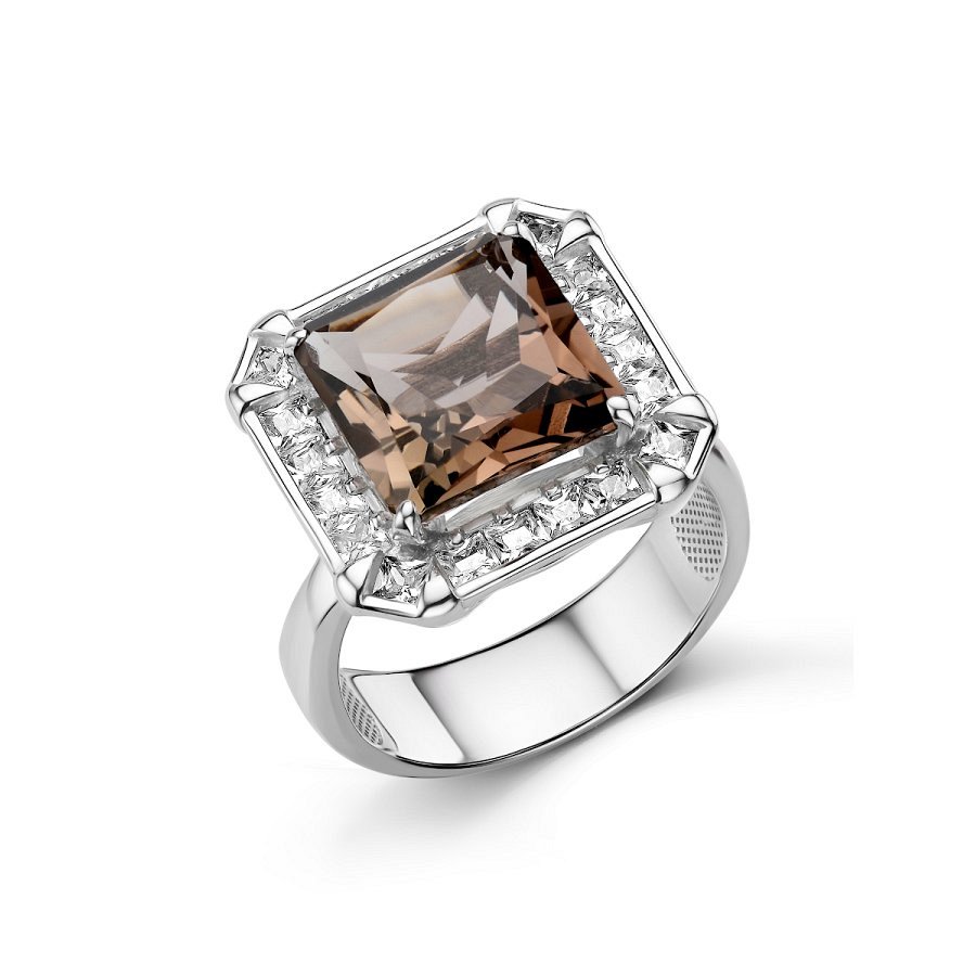 Кольцо Дар - Серебро 925, Раухтопаз, Фианит (арт. К-5259рс40700)