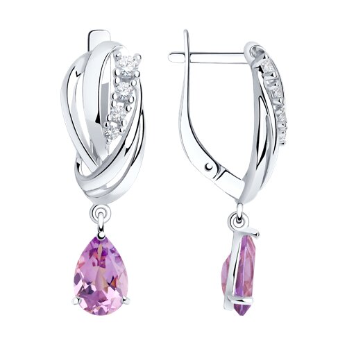 Серьги SOKOLOV - Серебро 925, Аметист, Фианит (арт. 92022259)