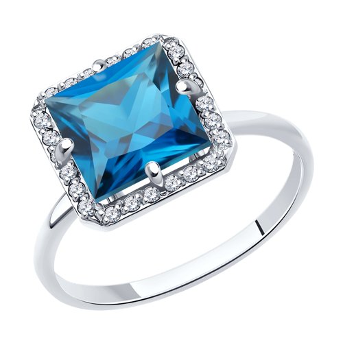 Кольцо SOKOLOV - Золото 585, Топаз лондон, Фианит (арт. 716609-3)