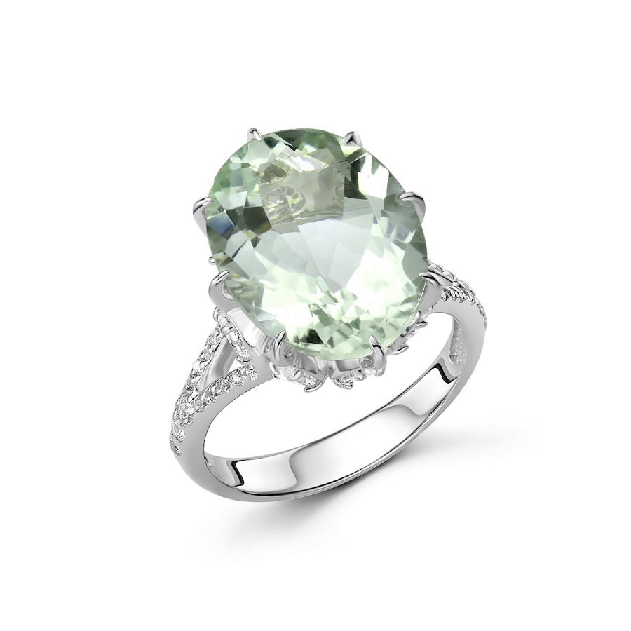 Кольцо Дар - Серебро 925, Празиолит, Фианит (арт. К-5301рс41200)