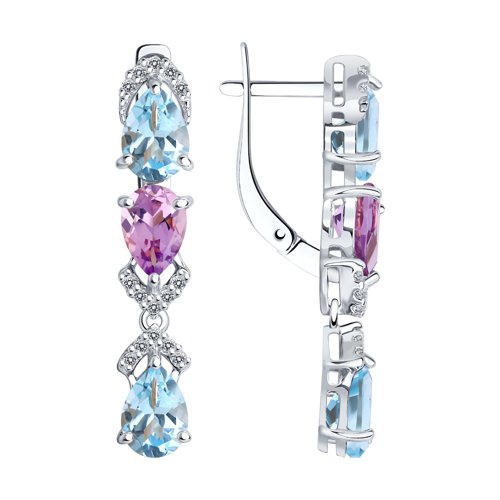 Серьги SOKOLOV - Серебро 925, Аметист, Топаз, Фианит (арт. 92021411)