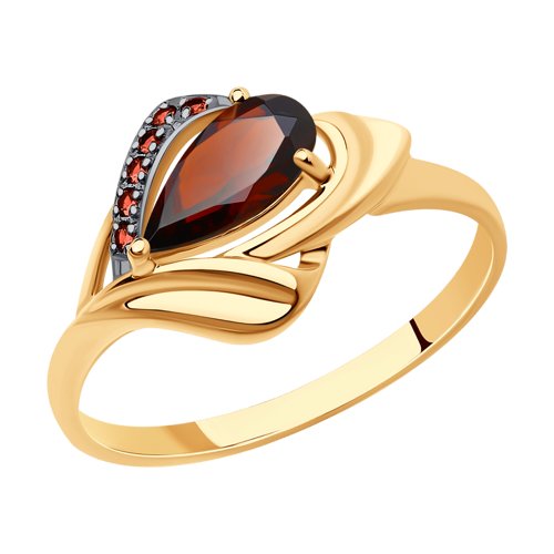 Кольцо SOKOLOV - Золото 585, Гранат, Фианит (арт. 716598)