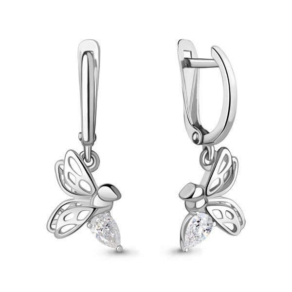 Серьги Аквамарин - Серебро 925, Фианит (арт. 49384.5)