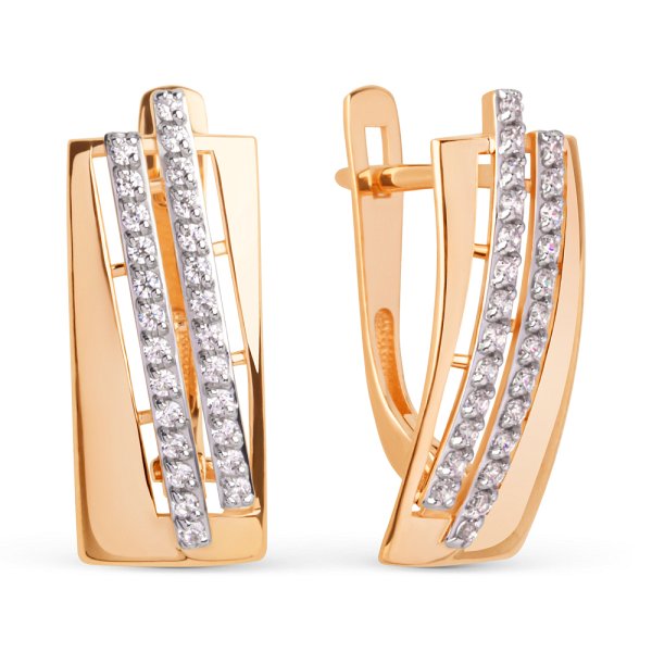 Серьги ЮФ Династия - Золото 585, Фианит (арт. 025412-1102)