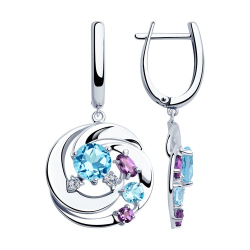 Серьги SOKOLOV - Серебро 925, Аметист, Топаз, Фианит (арт. 92022090)