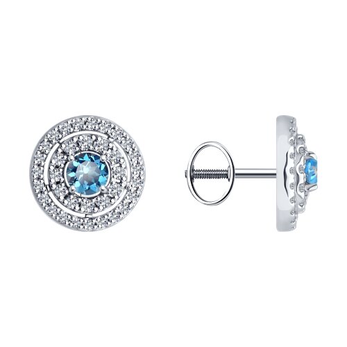 Серьги SOKOLOV - Золото 585, Топаз, Фианит (арт. 728867-3)