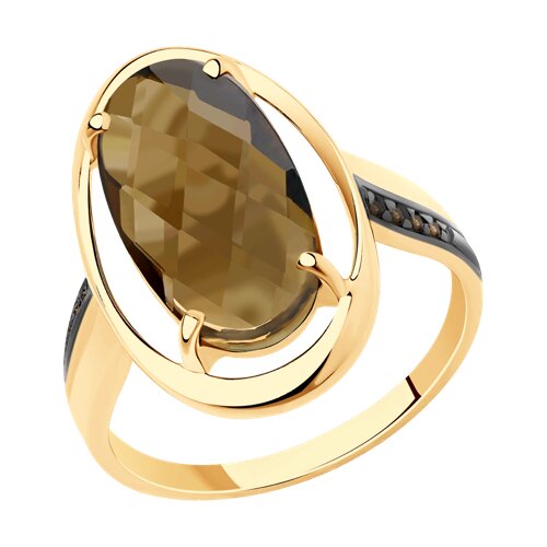 Кольцо SOKOLOV - Золото 585, Раухтопаз, Фианит (арт. 715883)