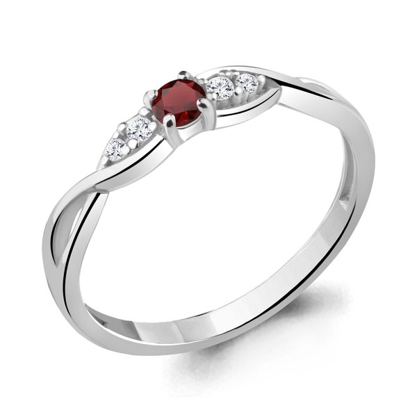 Кольцо Аквамарин - Серебро 925, Гранат, Фианит (арт. 6948703А.5)