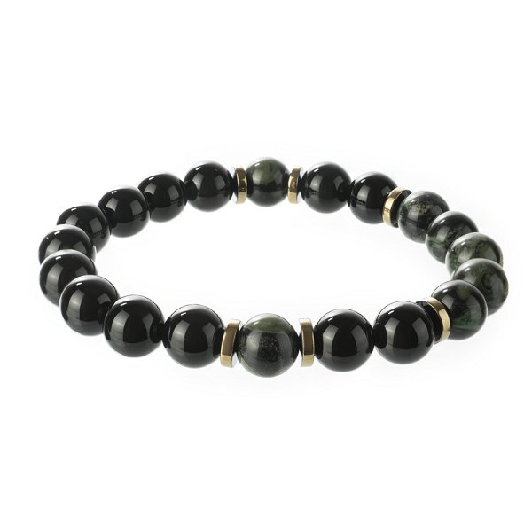 Браслет Фиделис - Сталь, Агат, Гематит, Яшма (арт. AS-S01-10-AgYsh-gr)