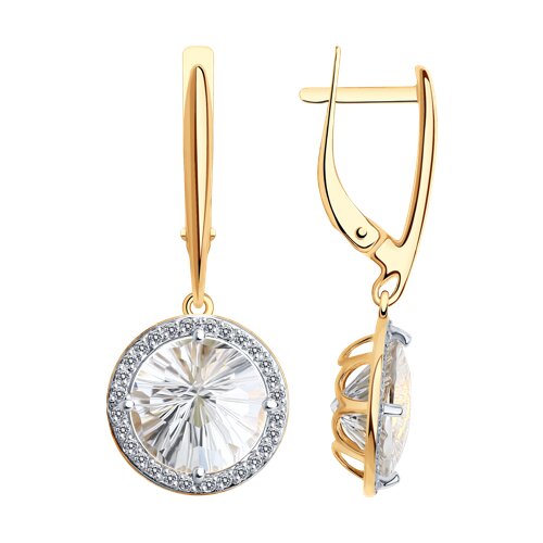 Серьги SOKOLOV - Золото 375, Горный хрусталь, Фианит (арт. 37728255)