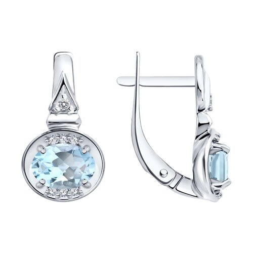 Серьги SOKOLOV - Серебро 925, Топаз, Фианит (арт. 92025355)