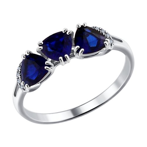 Кольцо SOKOLOV - Золото 585, Бриллиант, Синтетический сапфир (арт. 6012090)