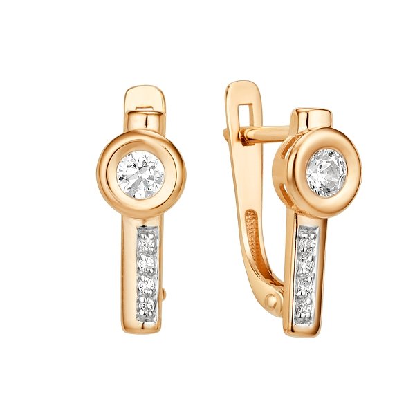 Серьги ЮФ Династия - Золото 585, Фианит (арт. 019052-1282)
