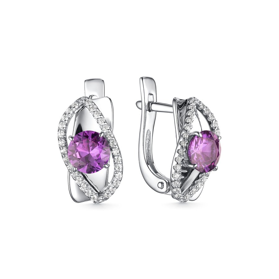 Серьги Дар - Серебро 925, Синтетический александрит, Фианит (арт. С-5071рс94600)