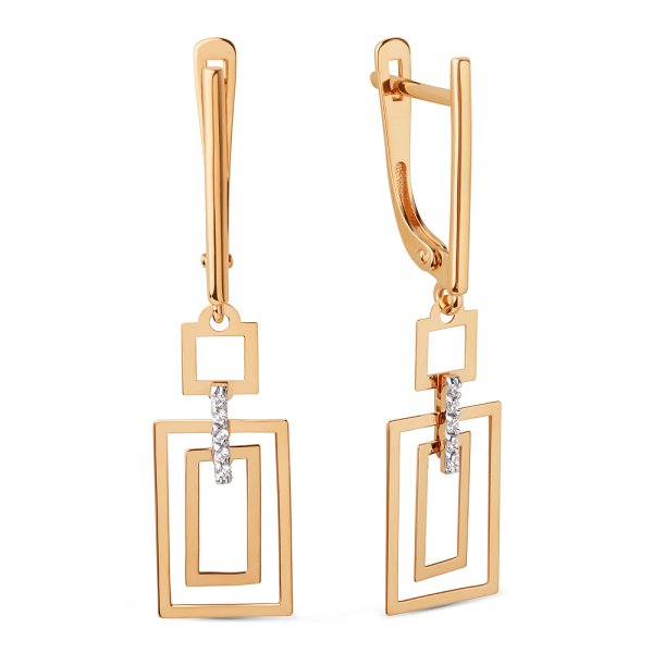 Серьги ЮФ Династия - Золото 375, Фианит (арт. 500722-5102)