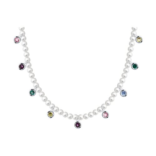 Колье SOKOLOV - Серебро 925, Жемчуг имитация, Фианит (арт. 94071068)