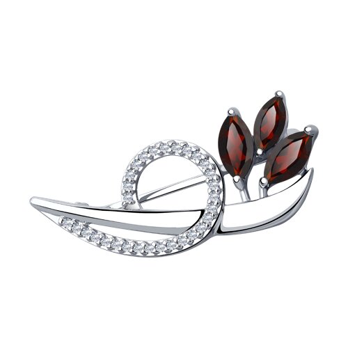 Брошь Diamant - Серебро 925, Гранат, Фианит (арт. 94-340-00702-1)