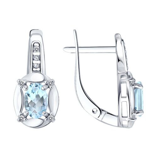 Серьги SOKOLOV - Серебро 925, Топаз, Фианит (арт. 92023286)