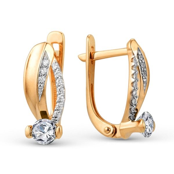 Серьги ЮФ Династия - Золото 585, Фианит (арт. 002092-1102)