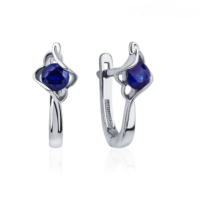 Серьги Platinum Lab. - Платина 950, Сапфир (арт. ПС-210С-01)
