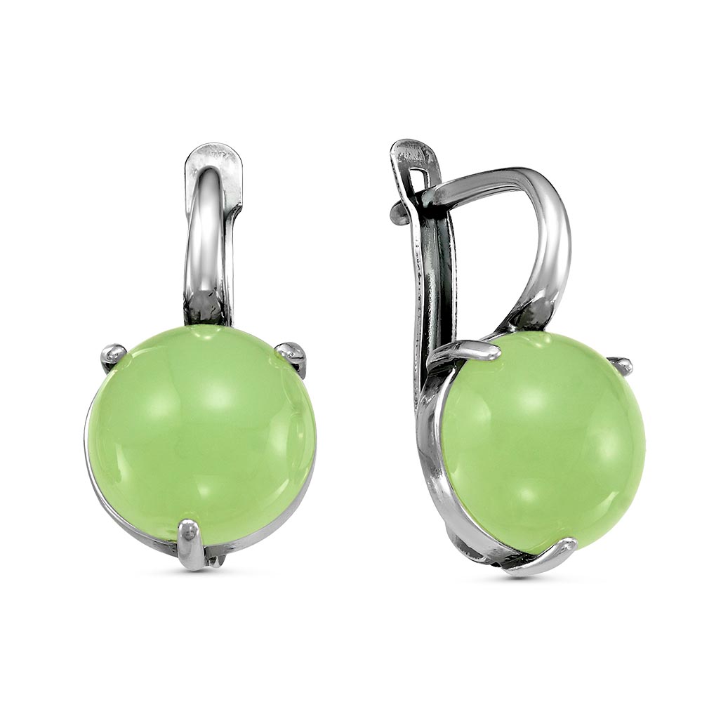 Серьги Красная пресня - Серебро 925, Нефрит (арт. 3338370н)