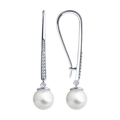 Серьги SOKOLOV - Серебро 925, Жемчуг имитация, Фианит (арт. 94022212)