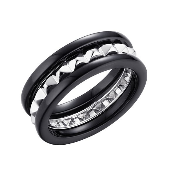 Кольцо FRESH - Серебро 925, Керамика (арт. TC-R01619-B-W-X-X-X)