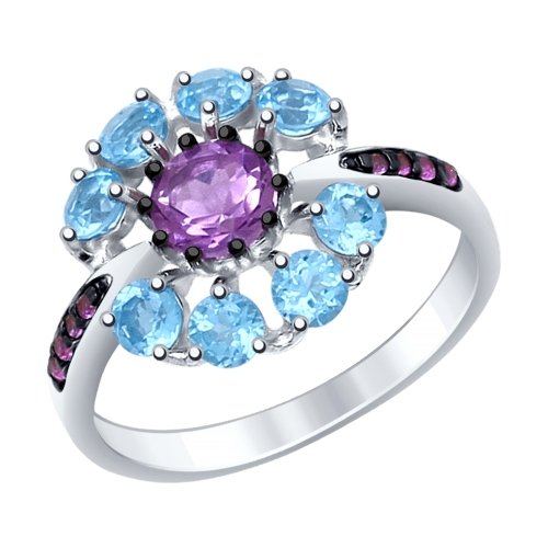 Кольцо SOKOLOV - Серебро 925, Аметист, Топаз, Фианит (арт. 92011398)