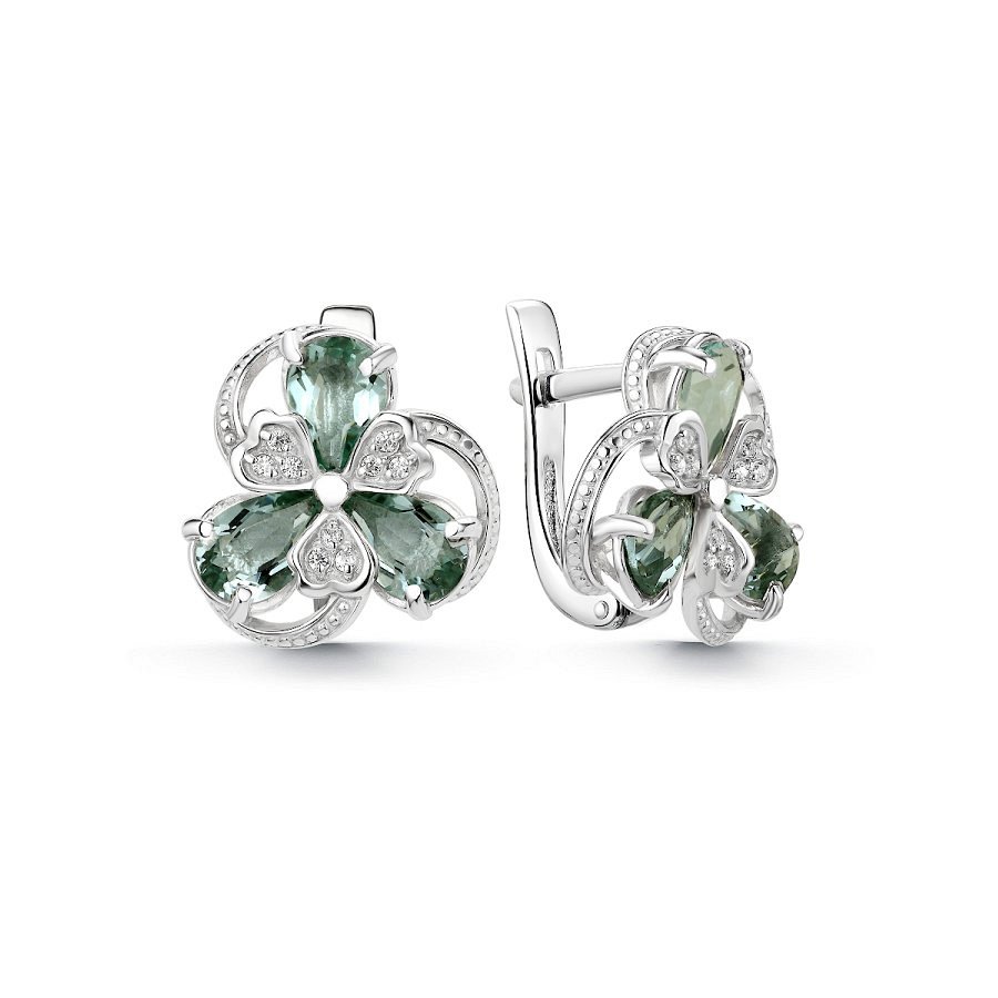 Серьги Дар - Серебро 925, Празиолит, Фианит (арт. С-5245рс41200)