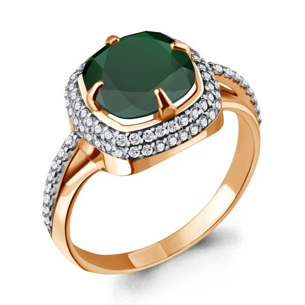 Кольцо Аквамарин - Золото 375, Агат, Фианит (арт. 6548109А.8)