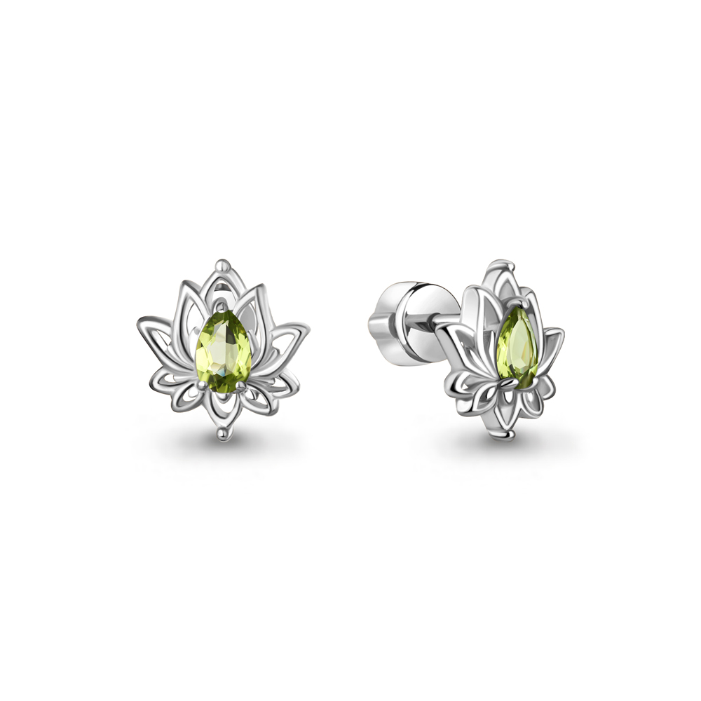 Серьги Аквамарин - Серебро 925, Хризолит (арт. 45040407.5)