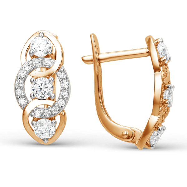 Серьги ЮФ Династия - Золото 585, Фианит (арт. 001002-1102)